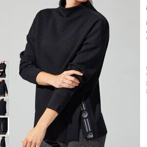 MPG Black Side-Slit Expressive Mock Neck Sz XL